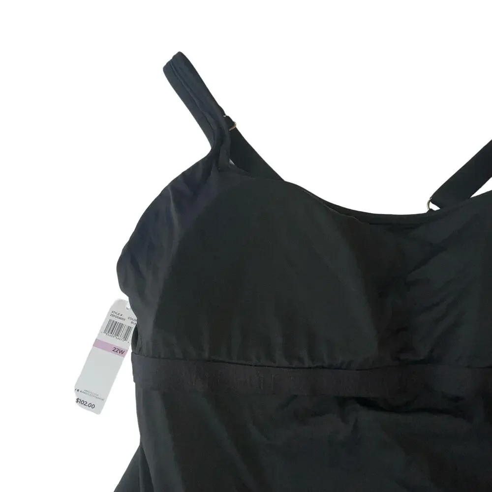 Anne Cole Classic Square Neck One-Piece black 16W - Picture 8 of 11